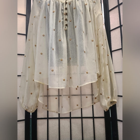 🌼🌼 Free People Gregorian Polka Dot Blouse sz XS - Picture 5 of 10